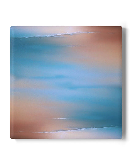 Blue Sea Peach Fog 4" x 4" Square Ceramic Coaster