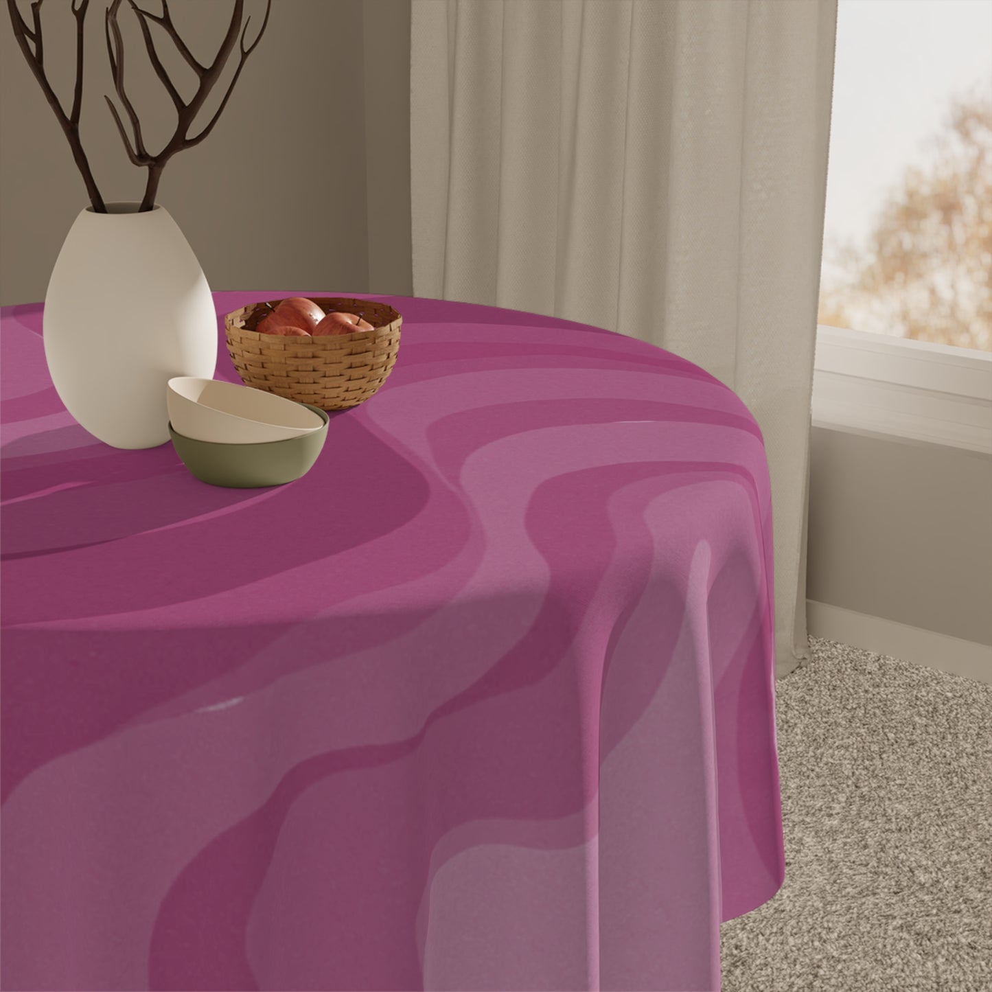Pinky Mauve Wavey Tablecloth, 55" x 55"