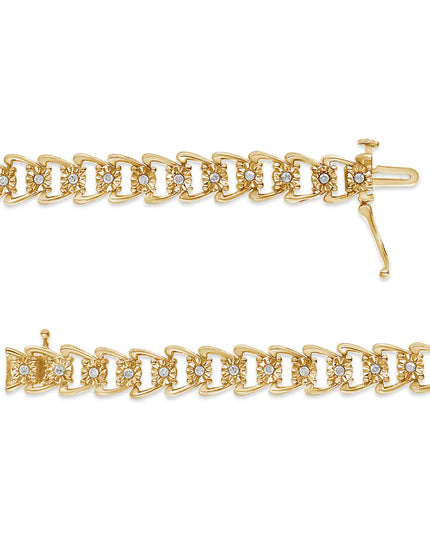 .925 Sterling Silver 1/2 Cttw Diamond Miracle-Set Double Swoosh Wave Style 7" Tennis Bracelet (I-J Color, I3 Clarity)