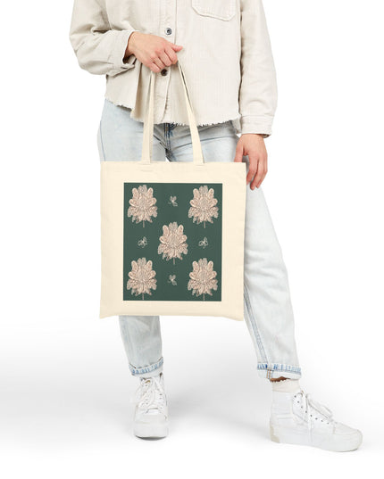 Soft White Floral Butterflies Cotton Canvas Tote Bag