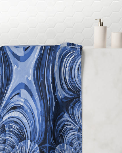 Uzi Spiral Deep Blue Mink-Cotton Towel (50% polyester, 50% cotton),  30" x 60"