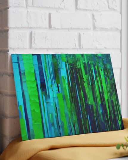 Striped Blue Green 8" x 11" Glass Cutting Board