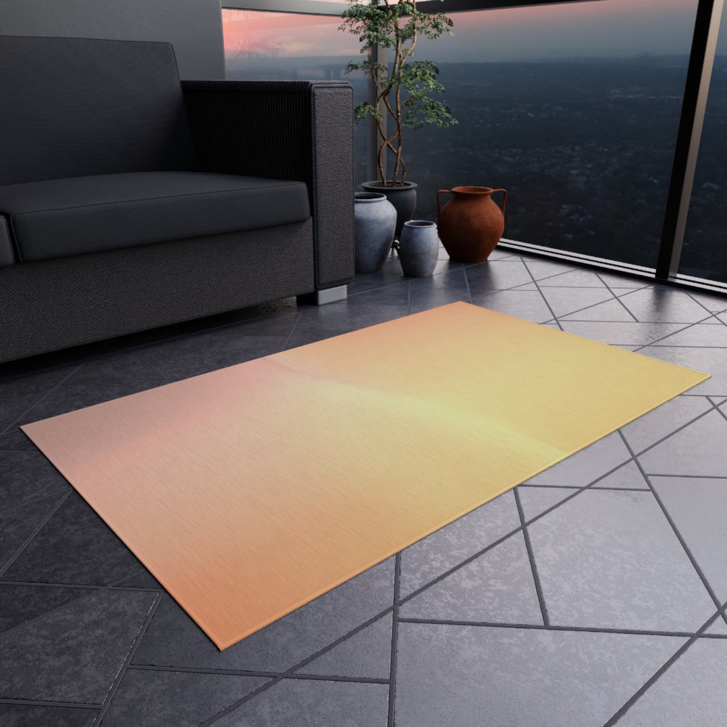 Hot Peach Fade Outdoor Rug, 36" x 60"