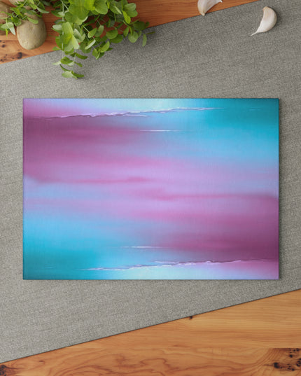 Wine Sea Blue Fog 8" x 11" Glass Cutting Board