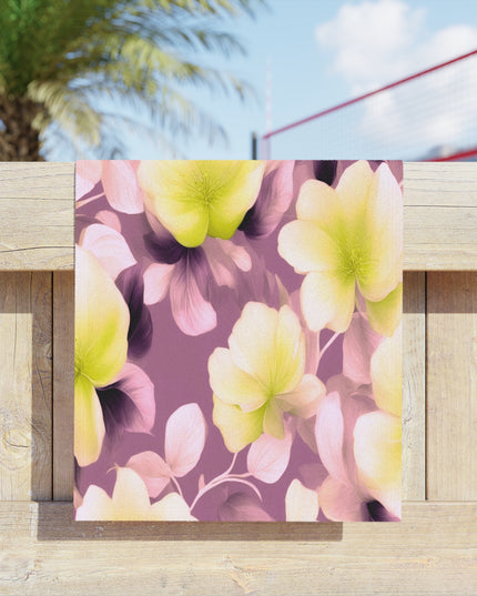 Lemon Blossom Floral Bunch Beach Towel, 18" x 27"