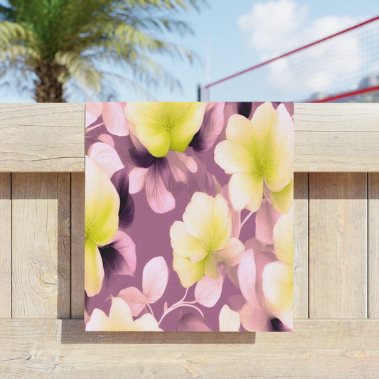 Lemon Blossom Floral Bunch Beach Towel, 18" x 27"
