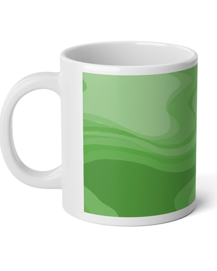 Meanie Greenie Wavey 20 oz White Glossy Jumbo Mug