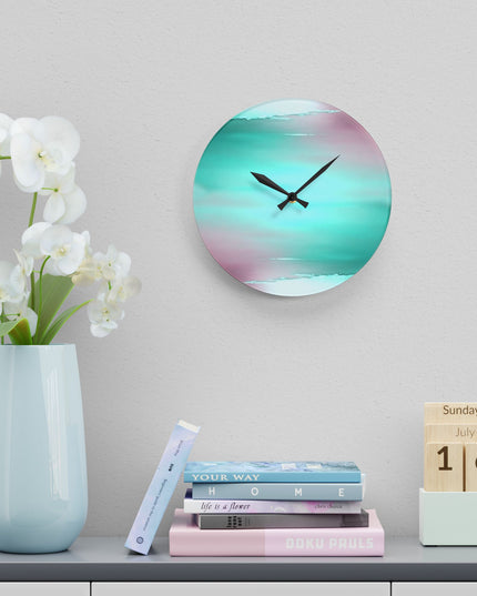 Green Sea Lavender Fog Acrylic Wall Clock, Round or Square, 10.75" x 10.75"
