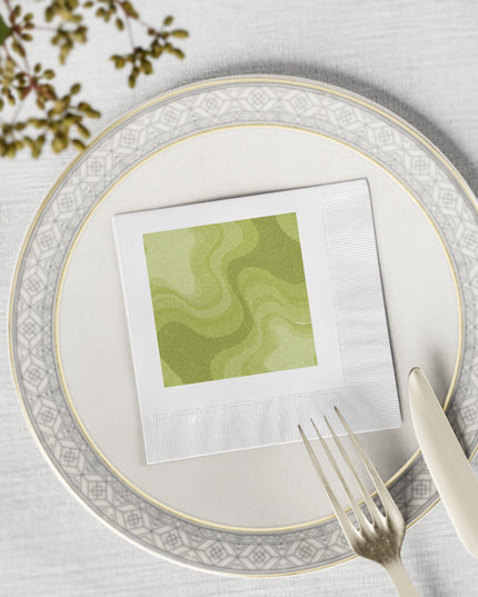 Lemon Wavey White Coined Napkins, 4.8" x 4.8"
