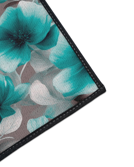 Tif Green Gray Floral Bunch Heavy Duty Floor Mat, 18" x 24"