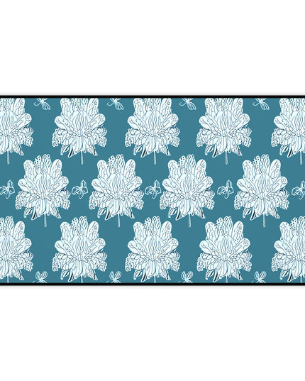 Tif Green White Floral Butterflies 12" x 22" Desk Mat