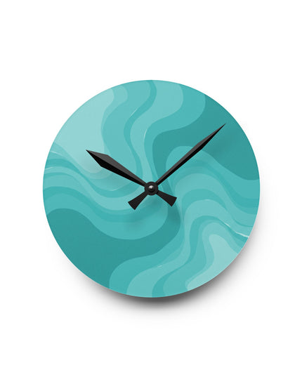 Tif Green Wavey 8" x 8" Round Acrylic Wall Clock