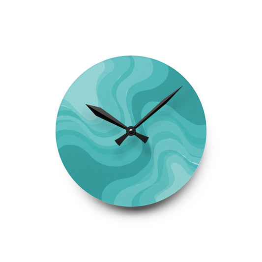 Tif Green Wavey 8" x 8" Round Acrylic Wall Clock