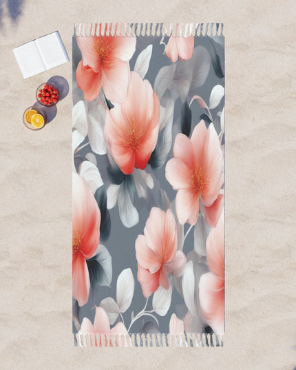 Red Blossom Floral Bunch 38" × 81" Boho Beach Cloth