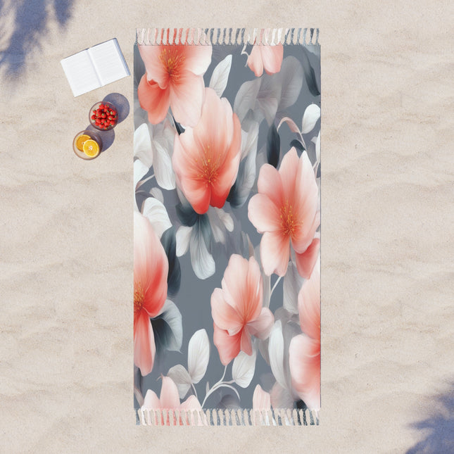 Red Blossom Floral Bunch 38" × 81" Boho Beach Cloth