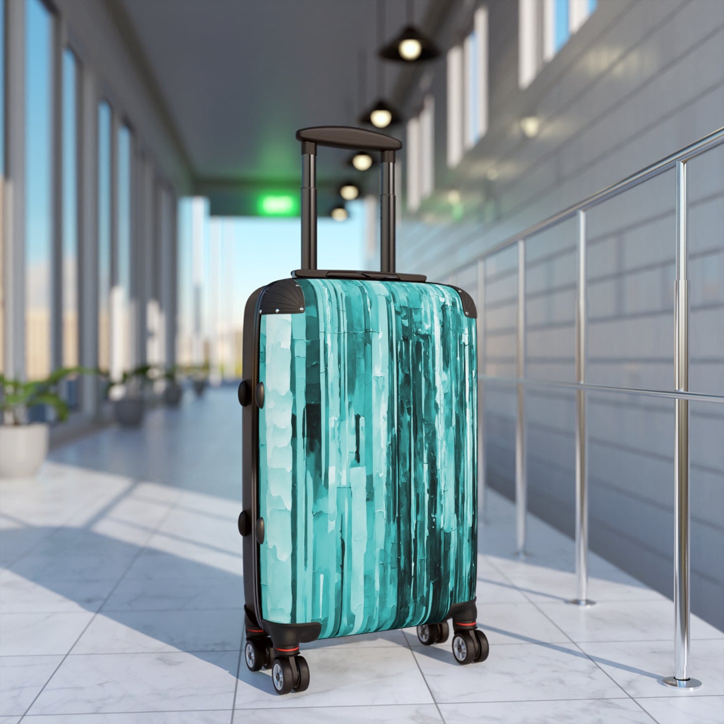 Striped Tif Small Suitcase with built in lock, 4 double-wheels, telescopic handle, and ABS back hard-shell