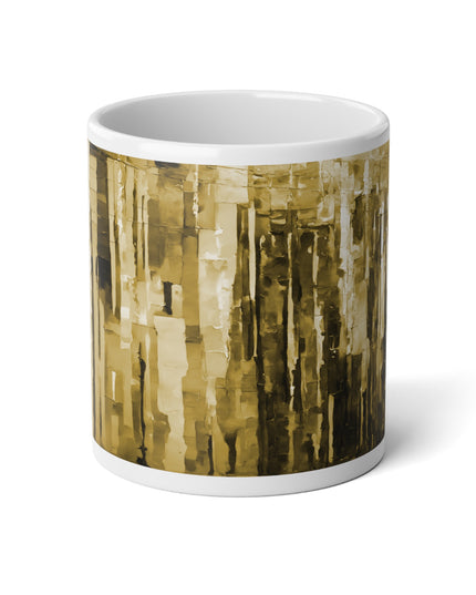 Striped Light Brown 20 oz White Glossy Jumbo Mug