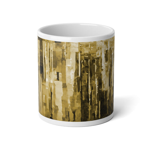 Striped Light Brown 20 oz White Glossy Jumbo Mug