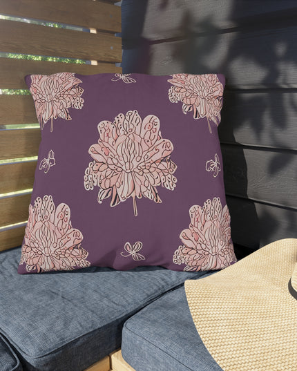 Pink Floral Butterflies 20" x 20" Outdoor Pillow
