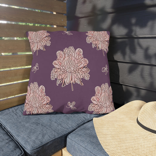 Pink Floral Butterflies 20" x 20" Outdoor Pillow