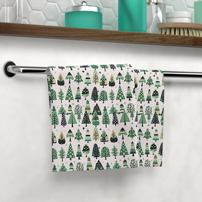Mini Vintage Green Trees Face Towel, 13" x 13"
