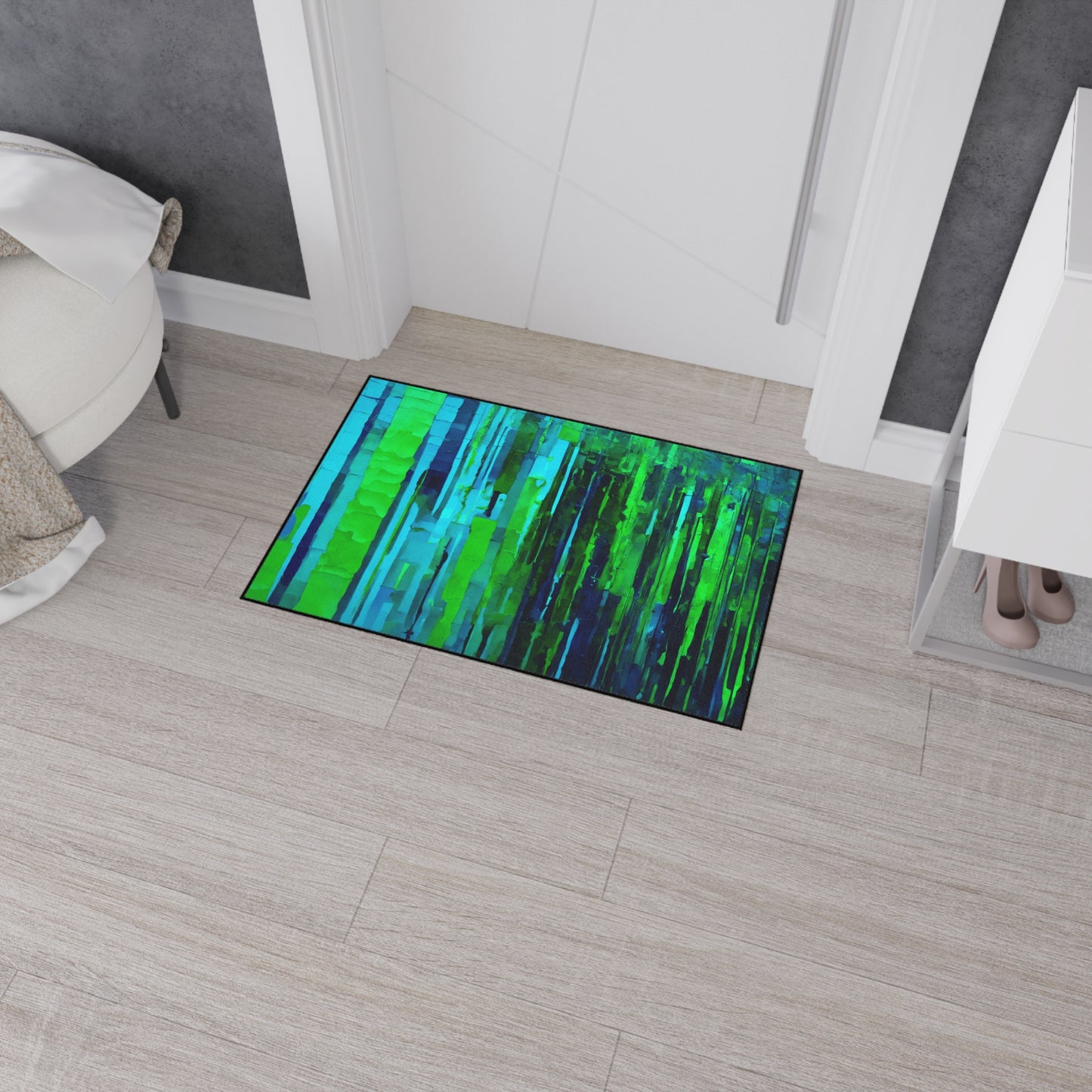 Striped Blue Green 24" x 36" Heavy Duty Floor Mat