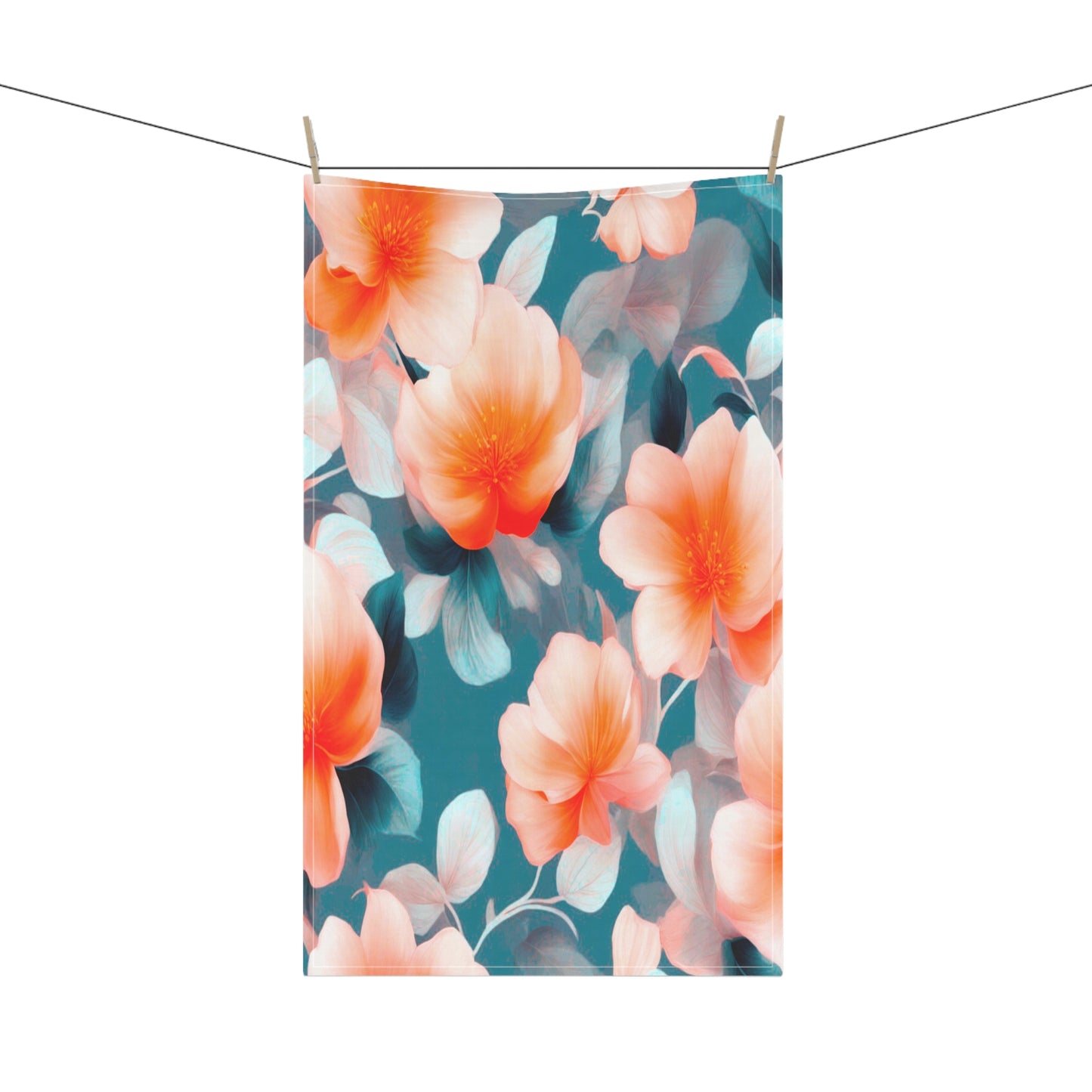 Orange Blossom Floral Bunch Tea Towels (cotton, poly), 18" x "30