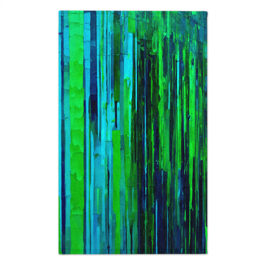 Striped Blue Green Rally Towel, 11" x 18"
