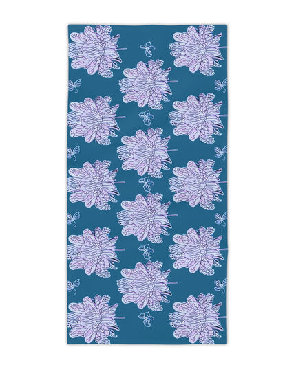 Lavender Floral Butterflies Beach Towel, 30" x 60"