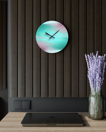 Green Sea Lavender Fog Acrylic Wall Clock, Round or Square, 10.75" x 10.75"