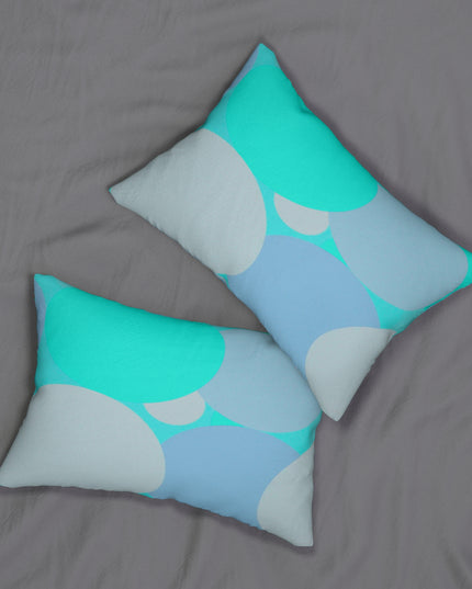 Pastel Tan and Tif Patches Spun Polyester Lumbar Pillow, 20" x 14"