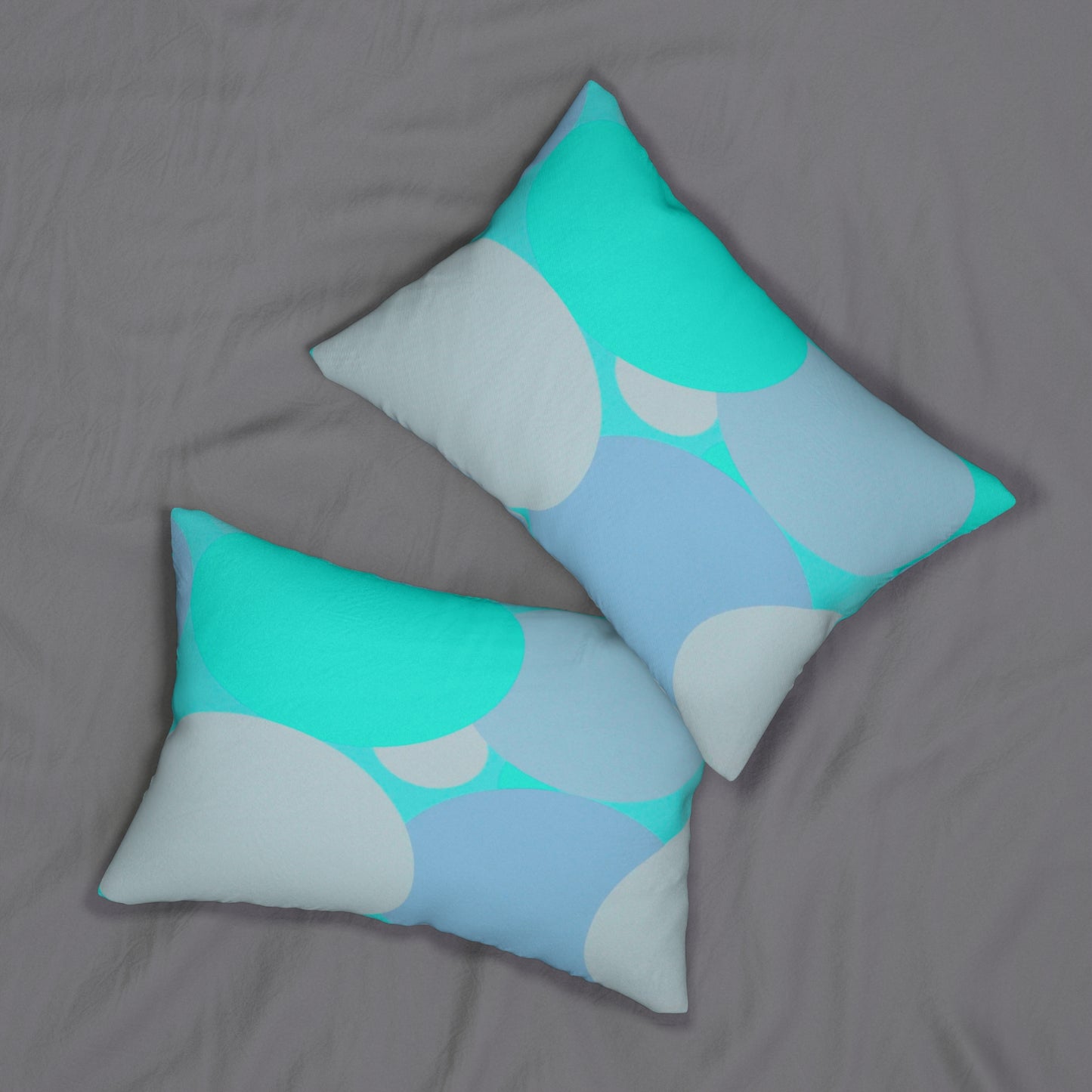 Pastel Tan and Tif Patches Spun Polyester Lumbar Pillow, 20" x 14"