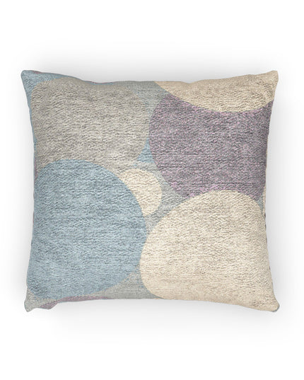 Pastel Blue and White Patches Woven Pillow, 17" x 18"