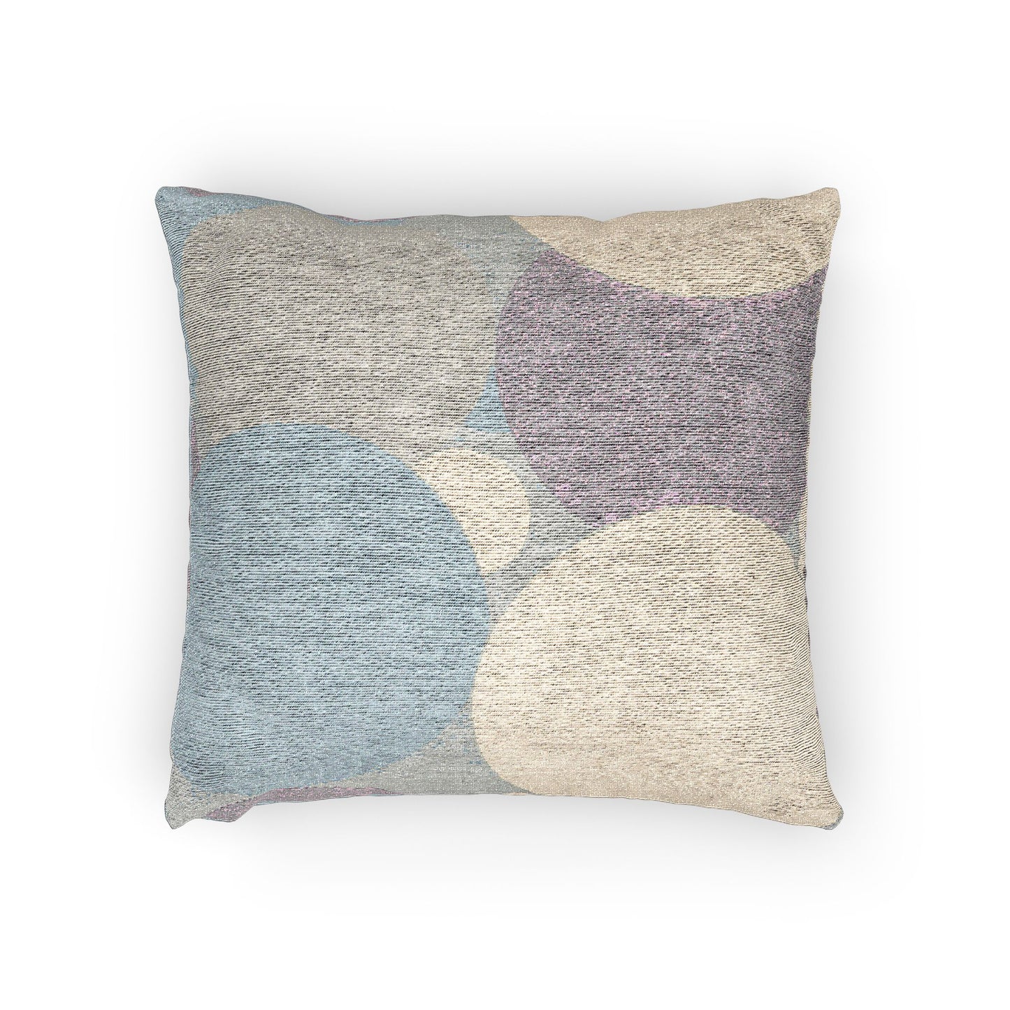 Pastel Blue and White Patches Woven Pillow, 17" x 18"