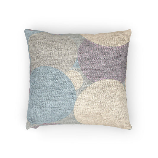 Pastel Blue and White Patches Woven Pillow, 17" x 18"