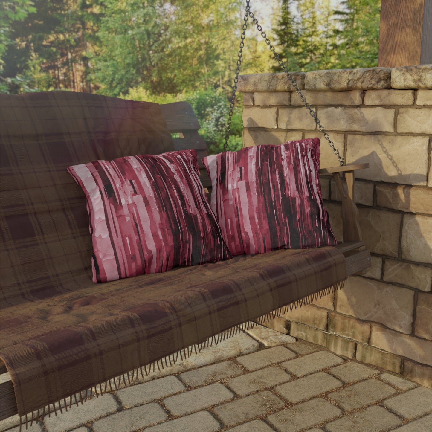 Striped Ruby 18" x 18" Outdoor Pillow