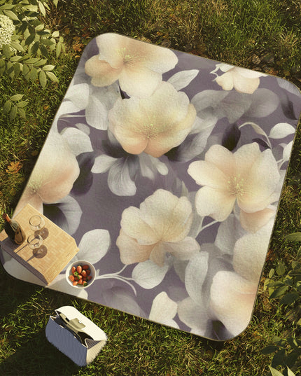 White Blush Floral Bunch 61" × 51" Picnic Blanket