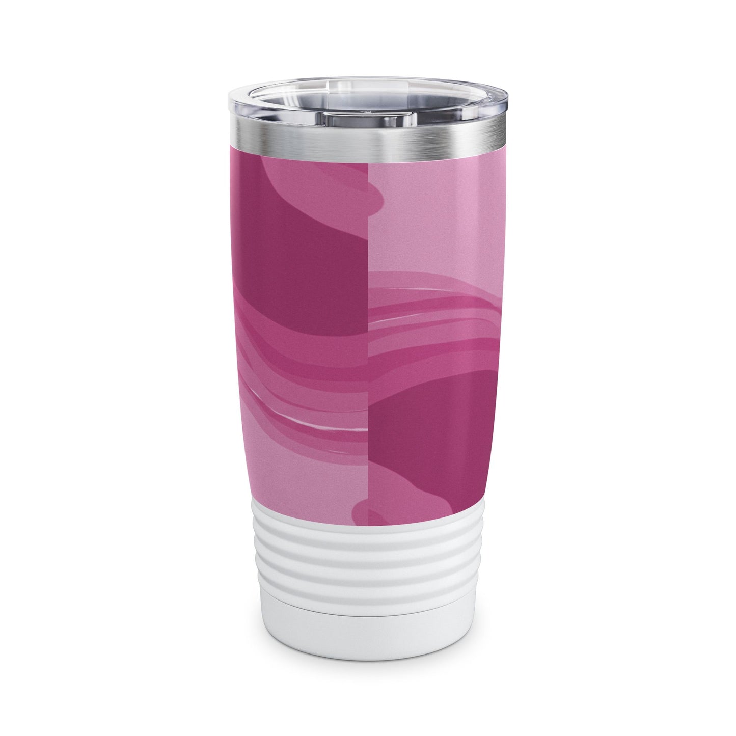 Pinky Mauve Wavey Ringneck Tumbler, 20oz in white, steel and black