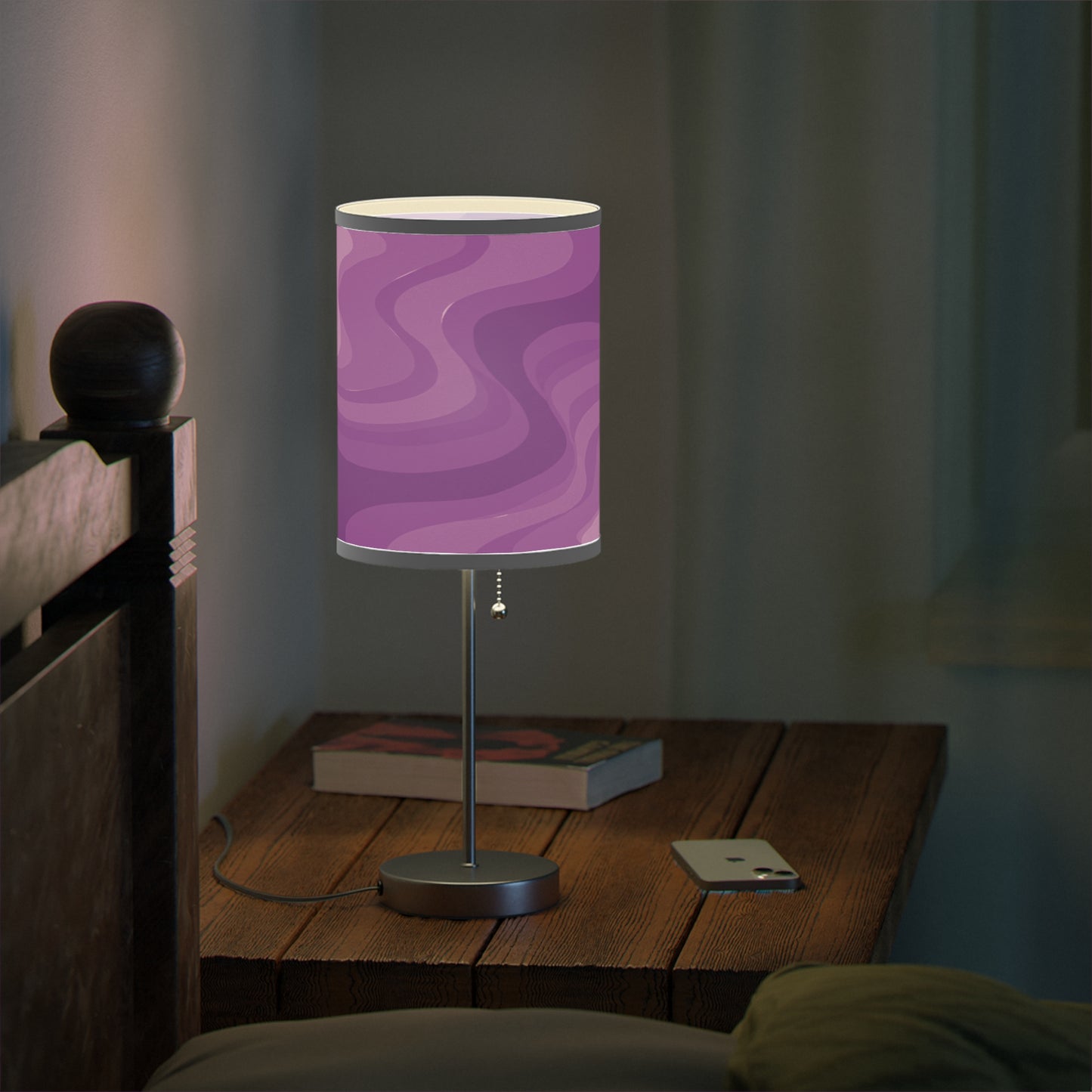Wavey Purple Wavey Table Lamp on a White or Silver Stand, US|CA plug