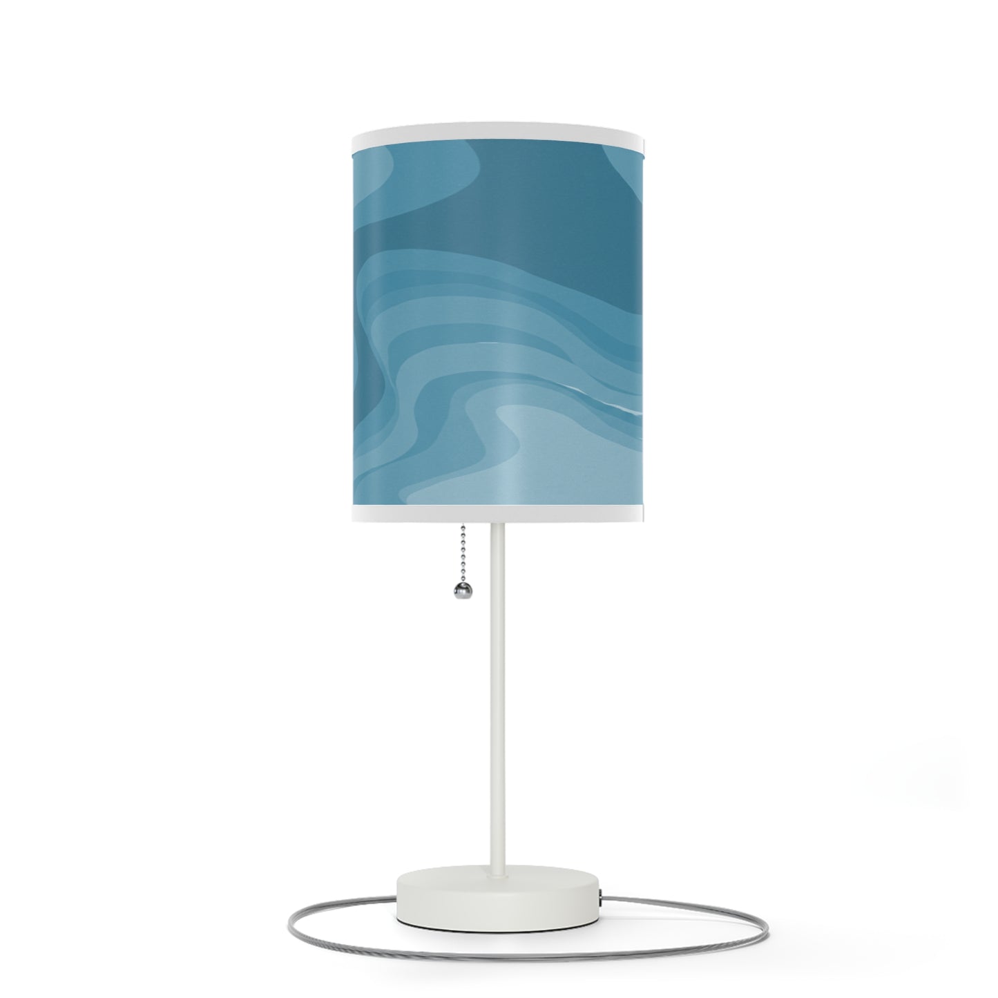 Sky Blue Wavey Table Lamp on a White or Silver Stand, US|CA plug