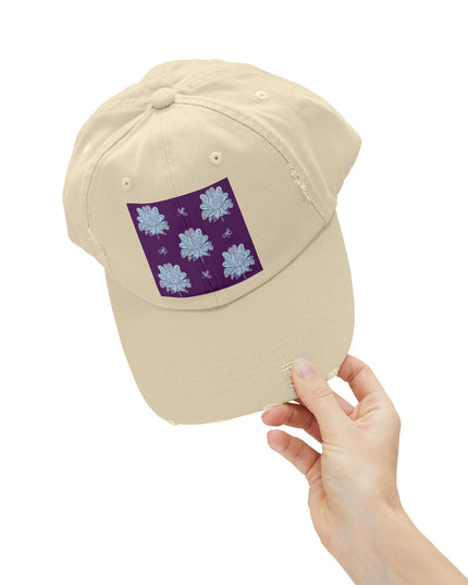 Blue Floral Butterflies Unisex Distressed Cap