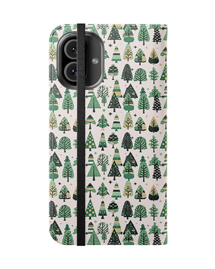 Mini Vintage Green Trees Flip Cases, Iphone 16 Plus