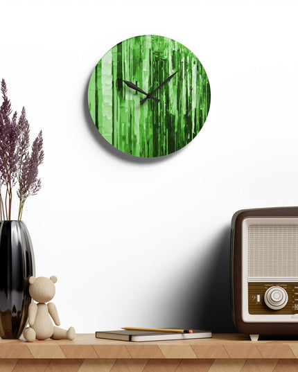 Striped Mint Pastel Acrylic Wall Clock, Round or Square, 10.75" x 10.75"