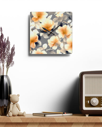 Soft Blossom Floral Bunch Acrylic Wall Clock, Round or Square, 10.75" x 10.75"