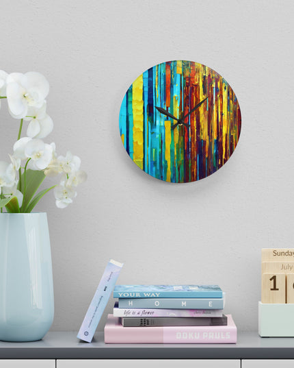 Striped Alpha Acrylic Wall Clock, Round or Square, 10.75" x 10.75"