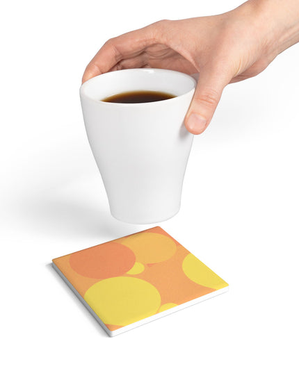 Pastel Bright Oranges Patches 4" x 4" Square Ceramic Coaster