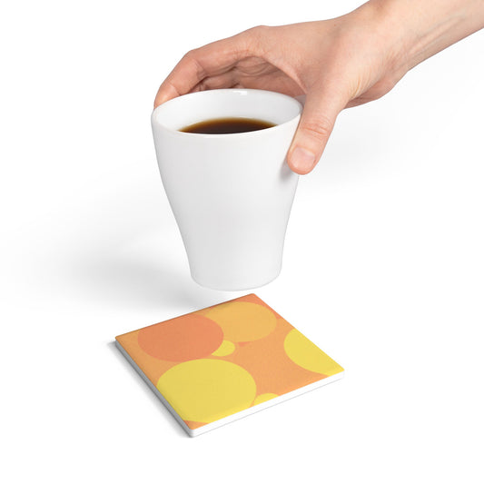Pastel Bright Oranges Patches 4" x 4" Square Ceramic Coaster
