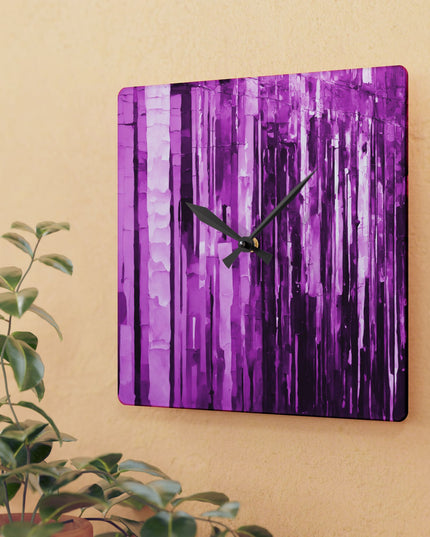 Striped Powder Lavender Acrylic Wall Clock, Round or Square, 10.75" x 10.75"