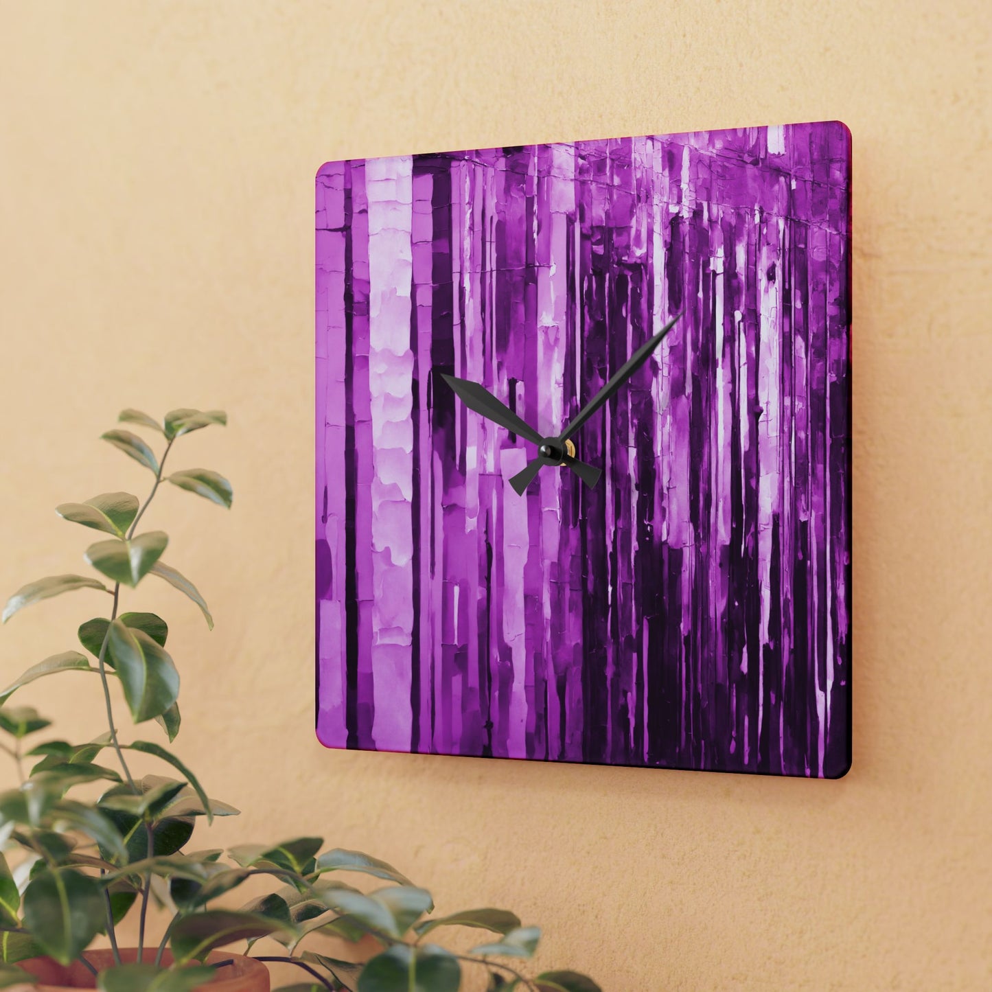 Striped Powder Lavender Acrylic Wall Clock, Round or Square, 10.75" x 10.75"