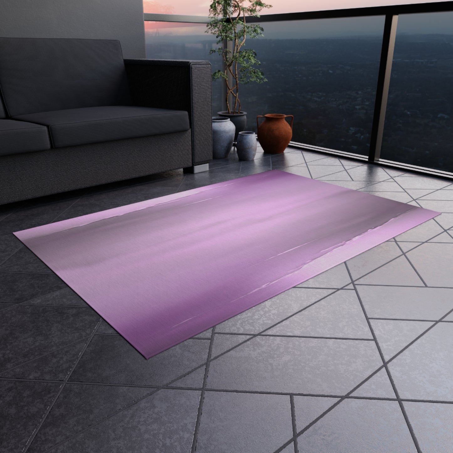 Dark Pink Sea Amethyst Fog 48" x 72" Outdoor Rug